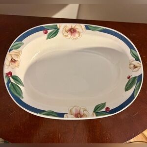 Citation Savannah Grove Oval Vegetable Bowl Featuring Magnolia Blossoms